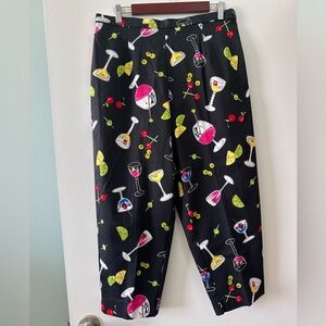 NWT deadstock vintage Briggs Black Cocktail Print martini Olive slacks Pants